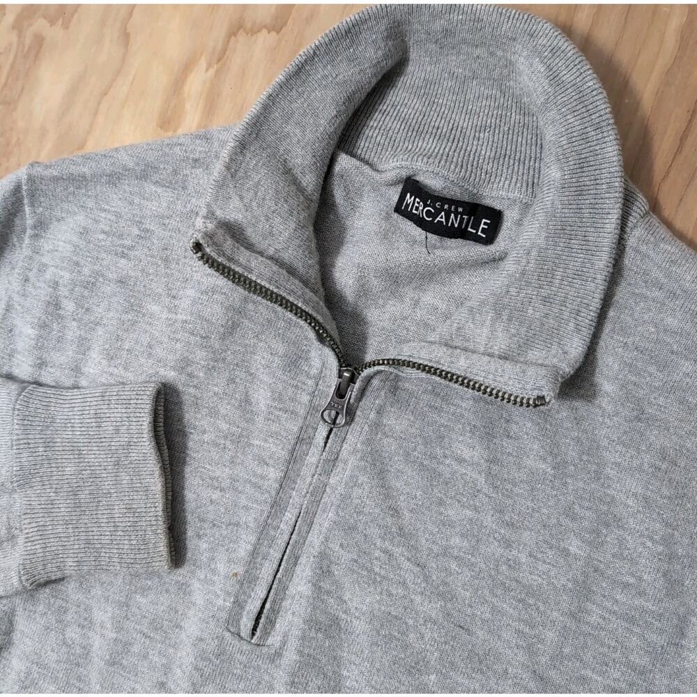 J. Crew Mercantile Men's Cotton Blend 1/4 Zip Sweater, Light Gray Size M Soft